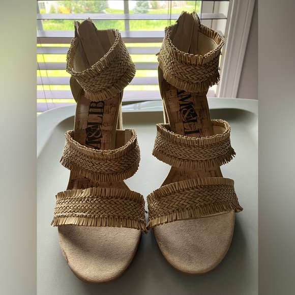 Sam & Libby Fringe Woven Ankle Strap Heel Sandal - Picture 2 of 8